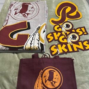 Washington Redskins Throw Blanket, 3 Car Magnets and Tote bag